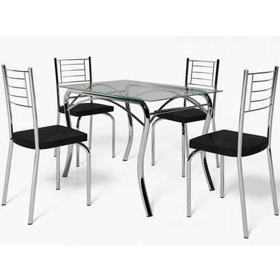 Mesa de Jantar 4 Lugares Lion Juliana Cromado/Preto - Art Panta