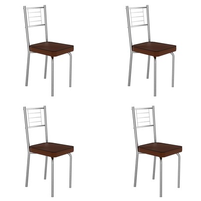 Cadeiras Kit 4 Cadeiras Juliana Cromado/Marrom - Art Panta