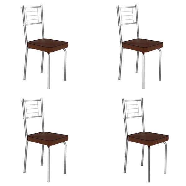 Cadeiras Kit 4 Cadeiras Juliana Cromado/Marrom - Art Panta