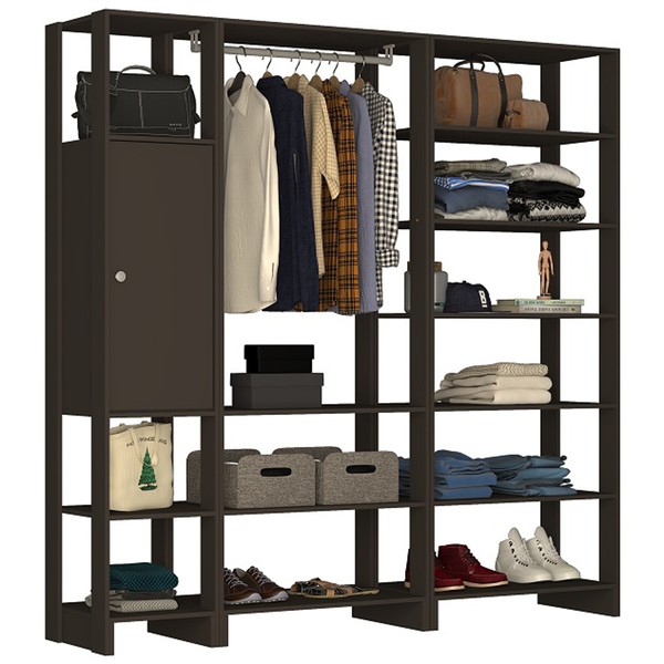 Closet 1 Porta 1 Cabide Ey101-3-7 Grafite Intenso - Nova Mobile