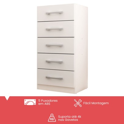 Cômoda 5 Gavetas Savana Branco - Pnr Móveis