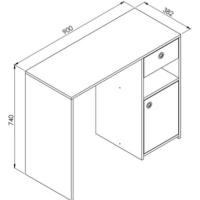 Mesa Escrivaninha 1 Porta 1 Gaveta Es908 Branco - Art In Móveis