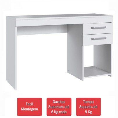 Mesa para Computador 2 Gavetas Mt102 Branco - Decibal Móveis