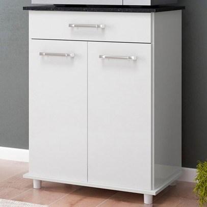 Armário de Cozinha 65 Cm Isis 2 Portas 1 Gaveta Branco - Nicioli