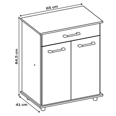 Armário de Cozinha 65 Cm Isis 2 Portas 1 Gaveta Branco - Nicioli