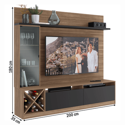 Rack com Painel para TV Até 60 Polegadas 3 Portas  Montana/Grafite 2020 - Quiditá Móveis