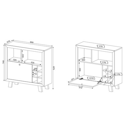 Bar Adega 1 Porta 8 Nichos Rústico Ad5002  - Tecno Mobili