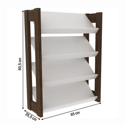 Sapateira 4 Prateleiras Branco/Nogal Az1025 - Tecno Mobili