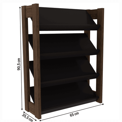 Sapateira 4 Prateleiras Preto/Nogal Az1025 - Tecno Mobili