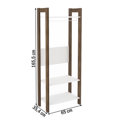 Closet 3 Prateleiras 1 Cabideiro Branco/Nogal Az1029 - Tecno Mobili