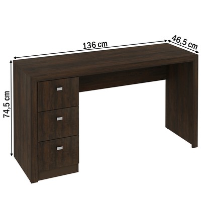 Mesa para Computador 3 Gavetas Rústico Me4102 - Tecno Mobili