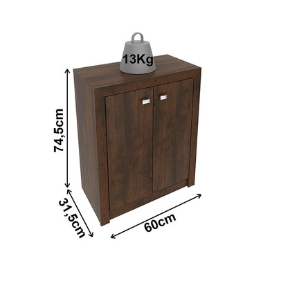 Armário para Escritório Baixo 2 Portas  Rústico Me4103 - Tecno Mobili