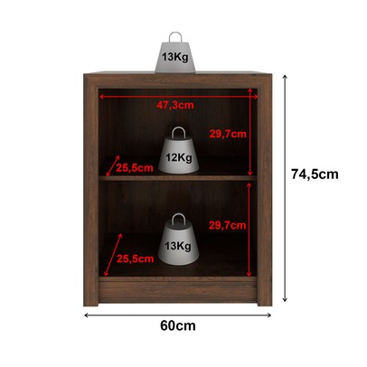 Armário para Escritório Baixo 2 Portas  Rústico Me4103 - Tecno Mobili