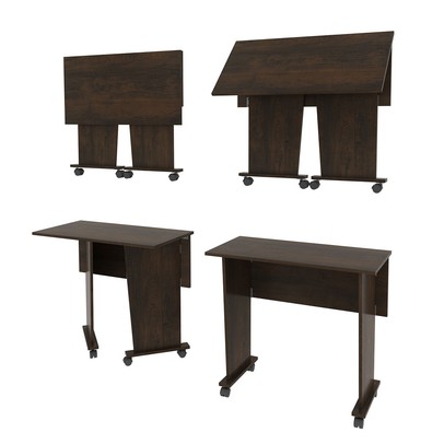 Mesa Escrivaninha Dobrável com Rodízio Rústico Me4117 - Tecno Mobili