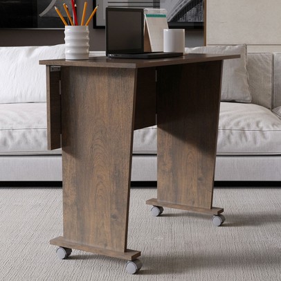 Mesa Escrivaninha Dobrável com Rodízio Rústico Me4117 - Tecno Mobili