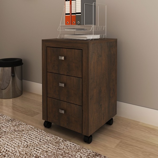 Gaveteiro com Rodízios 3 Gavetas Rústico Me4108- Tecno Mobili