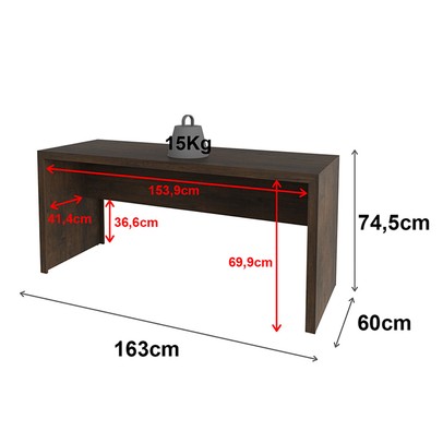 Mesa para Escritório Rústico Me4109 - Tecno Mobili