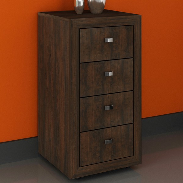 Gaveteiro com Rodízios 4 Gavetas Rústico Me4133 - Tecno Mobilii