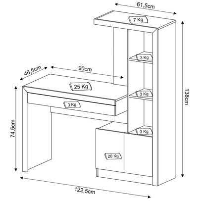 Mesa para Computador 2 Portas 1 Gaveta  Me4143 Amendoa - Tecno Mobili