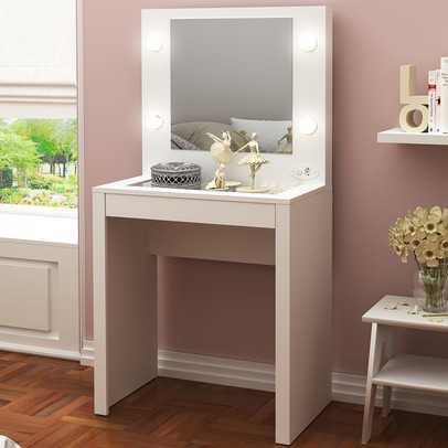 Penteadeira 1 Gaveta com Espelho Branco Pe2017  - Tecno Mobili