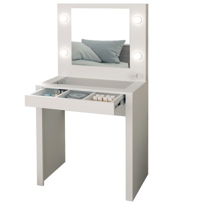 Penteadeira 1 Gaveta com Espelho Branco Pe2017  - Tecno Mobili