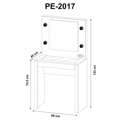 Penteadeira 1 Gaveta com Espelho Branco Pe2017  - Tecno Mobili