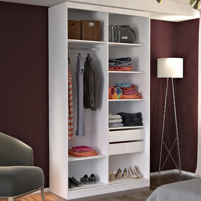 Guarda-Roupa Solteiro 2 Portas de Correr 100% Mdf 8800 Branco - Foscarini