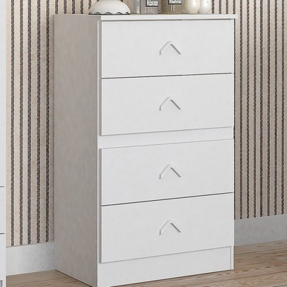 Cômoda Infantil Cairo 4 Gavetas Flex Branco/Rosa Brilho - Atualle Móveis