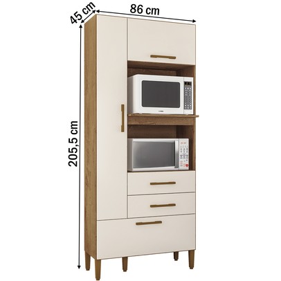 Torre Quente Seul 3 Portas 2 Gavetas Canelato Rústico/Nature Off White - Atualle Móveis