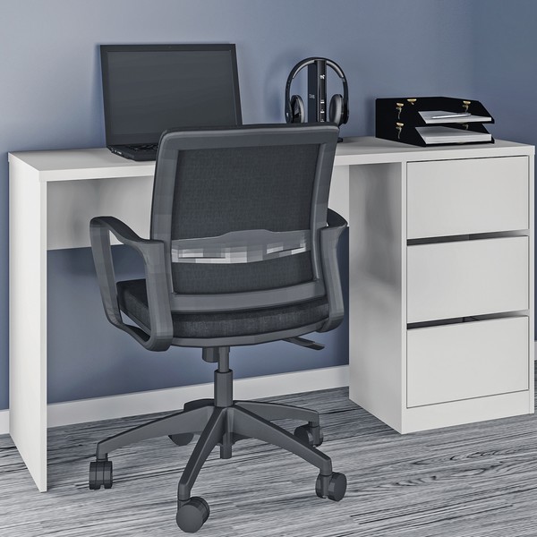 Mesa para Computador 3 Gavetas 5105r Branco Fosco - Atualle Móveis