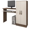 Mesa para Computador Irlanda 2 Portas Mocaccino Rústico/Natura Off White - Atualle Móveis