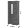 Guarda-Roupa Solteiro Real 3 Portas 2 Gavetas com Espelho Mocaccino Rústico - Atualle Móveis