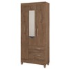 Guarda-Roupa Solteiro Real 3 Portas 2 Gavetas com Espelho Mocaccino Rústico - Atualle Móveis