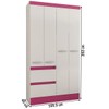 Guarda-Roupa Infantil Maragogi 4 Portas 2 Gavetas Flex Branco/Rosa Brilho - Atualle Móveis
