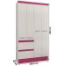 Guarda-Roupa Infantil Maragogi 4 Portas 2 Gavetas Flex Branco/Rosa Brilho - Atualle Móveis