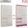 Guarda-Roupa Infantil Maragogi 4 Portas 2 Gavetas Flex Branco/Rosa Brilho - Atualle Móveis