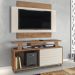 Rack com Painel para TV Até 50 Polegadas Rivera 1 Porta Canelato Rústico/3d Natura Off White - Atualle Móveis