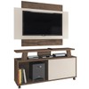 Rack com Painel para TV Até 50 Polegadas Rivera 1 Porta Mocaccino Rústico/3d Natura Off White - Atualle Móveis