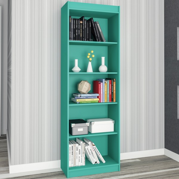 Estante para Livros Sapiranga 4 Prateleiras Turquesa Acetinado - Atualle Móveis