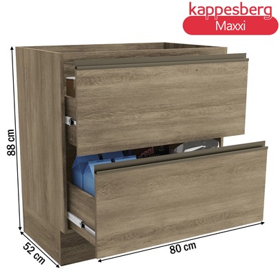 Armário de Cozinha 80 Cm Maxxi 2 Gavetas G755 Nogal - Kappesberg