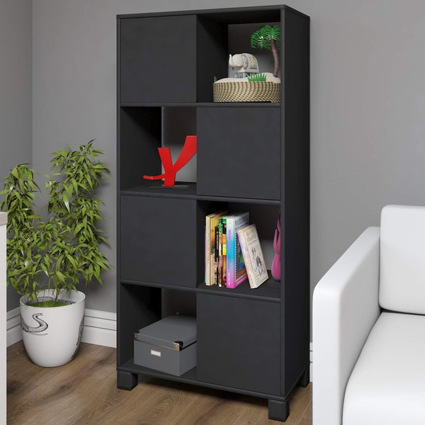 Armário para Escritório Wally 4 Portas 4 Nichos Preto - Artany