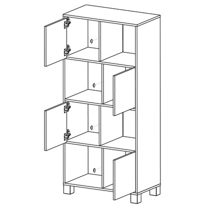 Armário para Escritório Wally 4 Portas 4 Nichos Preto - Artany