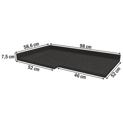 Tampo para Balcão 98 Cm de Canto 100% Mdf B649 Preto Brilho - Kappesberg