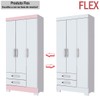 Guarda-Roupa Solteiro 3 Portas 2 Gavetas Branco/Rosa Chá Be16 - Briz