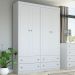 Guarda-Roupa Solteiro Americano 4 Portas 4 Gavetas Branco Hp - Henn