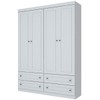 Guarda-Roupa Solteiro Americano 4 Portas 4 Gavetas Branco Hp - Henn
