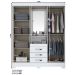 Guarda-Roupa Casal 4 Portas 3 Gavetas B24 Branco/Rosa Chá Flex - Briz