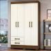 Guarda-Roupa Solteiro 4 Portas 2 Gavetas Castanho Hp/Off White Be12 - Briz