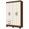 Guarda-Roupa Solteiro 4 Portas 2 Gavetas Castanho Hp/Off White Be12 - Briz
