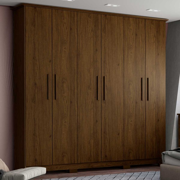 Guarda-Roupa Casal Cover 6 Portas 3 Gavetas Castanho Hp - Henn